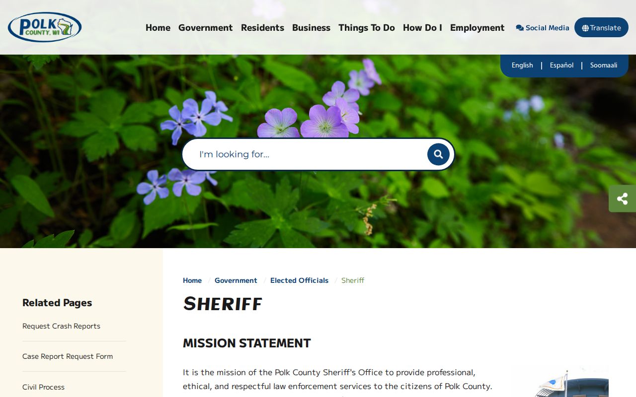Polk County Sheriff warrant-status contact page